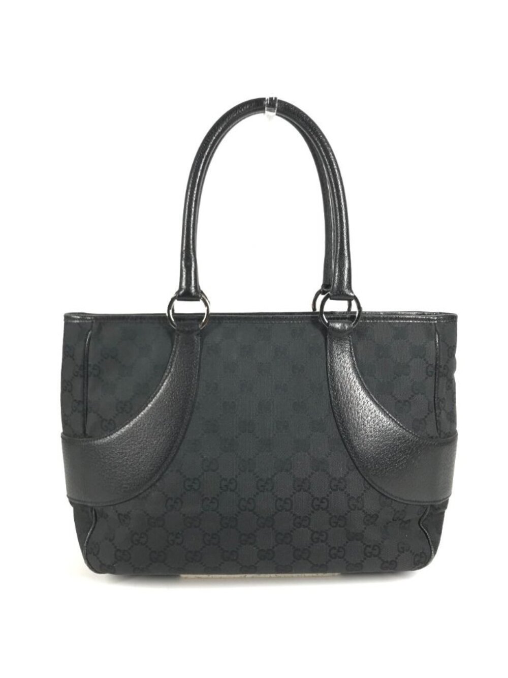 Gucci Shoulder Bag GG Logo Canvas Leather Black